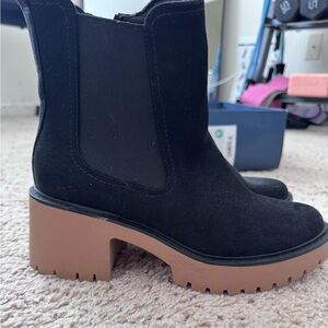 Target Black Ankle Boots with Tan Sole